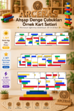 Ahşap Renkli Denge Çubukları + 10 Örnek Kart (Başlangıç Seti) - Görsel 3