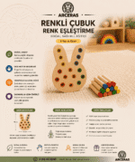 Renkli Ahşap Çubuk Tak-Çıkar Bebek Fil - Görsel 2