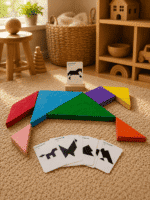 Renkli Ahşap Tangram Zeka Oyunu - Görsel 13