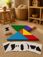 Renkli Ahşap Tangram Zeka Oyunu - Görsel 19