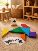 Renkli Ahşap Tangram Zeka Oyunu - Görsel 10
